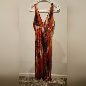 RAINDROPS BY PAPILLION MULTICOLOR SLEEVELESS MAXI DRESS SIZE SMALL